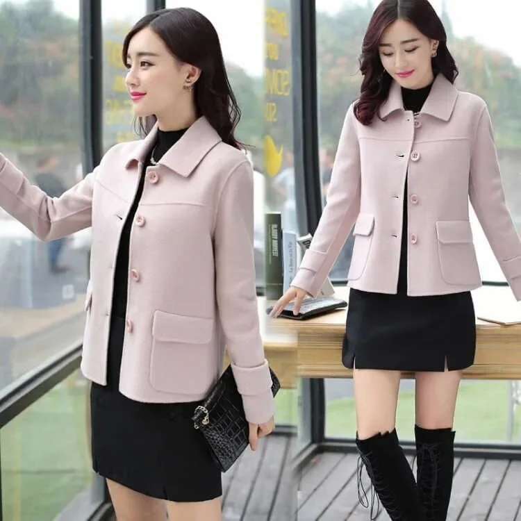 Fashionable Versatile Casual Petite Slimming Woolen Top Cropped Woolen Jacket Women's 2023 Korean Style New Arrival Clothing