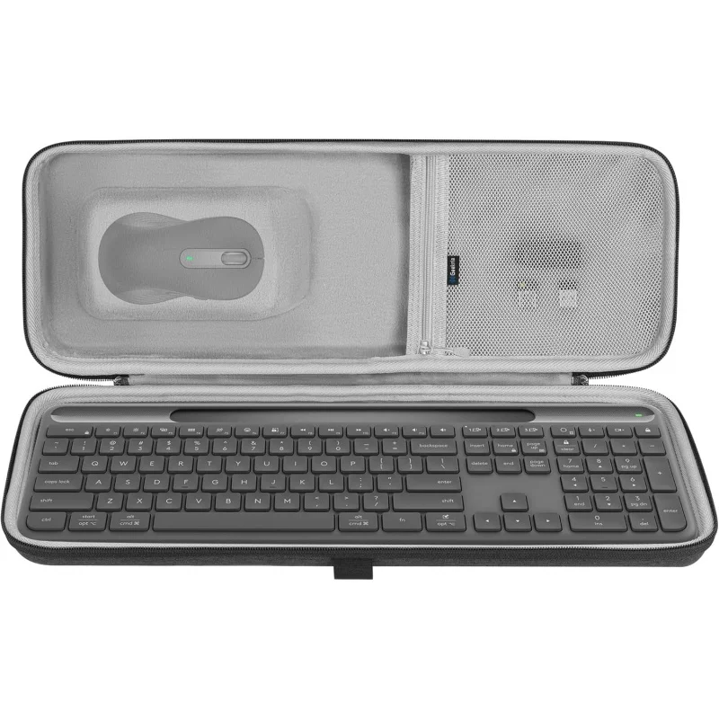 Geekria Keyboard Bag Compatible With Logitech Signature Slim Solar+ K980 CLVX 1 Keyboard EVA Hard Carrying Case (Dark Gray)