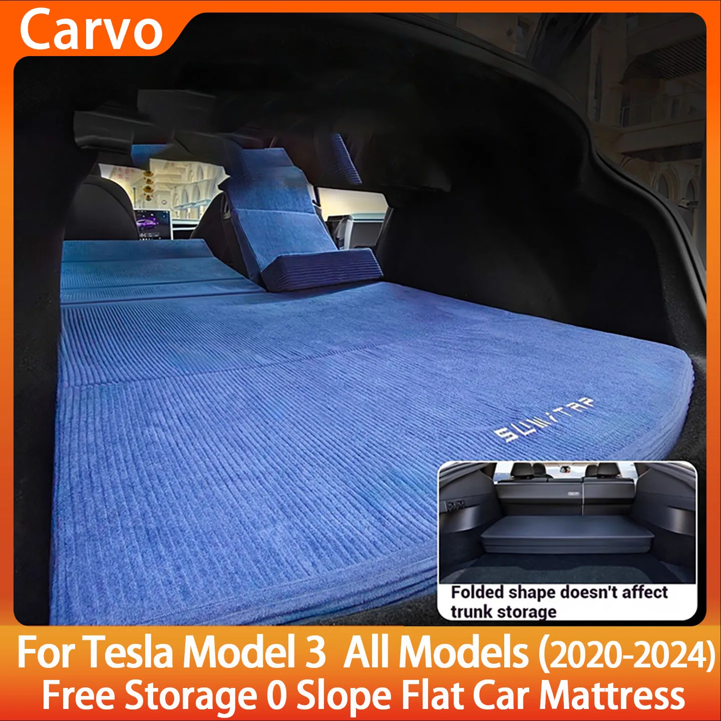 

0 Slope Flat Car Mattress For Tesla Model 3 2020-2024 Car Foldable Memory Foam for Tesla Model 3 Highland 2024 Camping Bed Pad