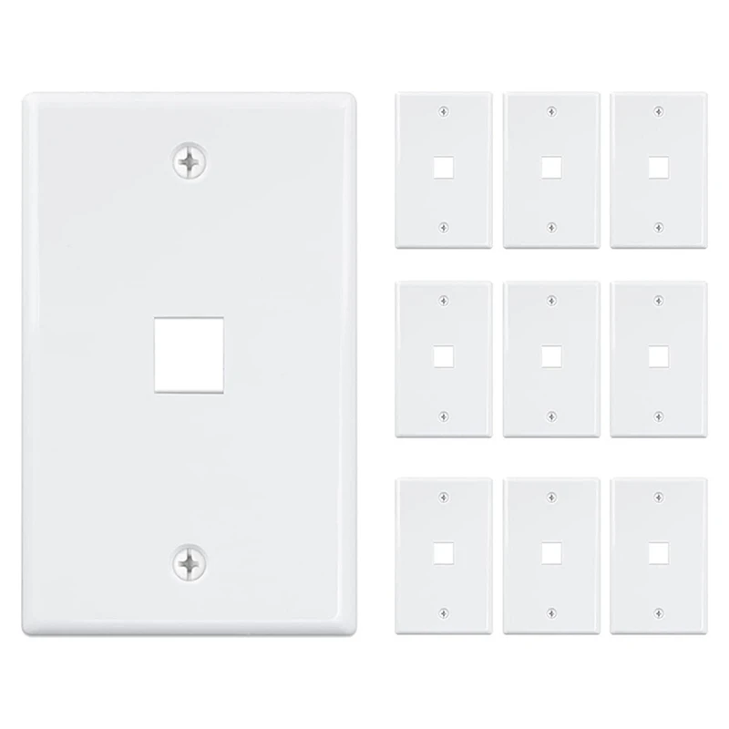 

Hot 10-Pack 1 Port Keystone Jack Wall Plate, Low Profile Ethernet Wall Plate Single Gang Wall Plates For Keystone Jack White