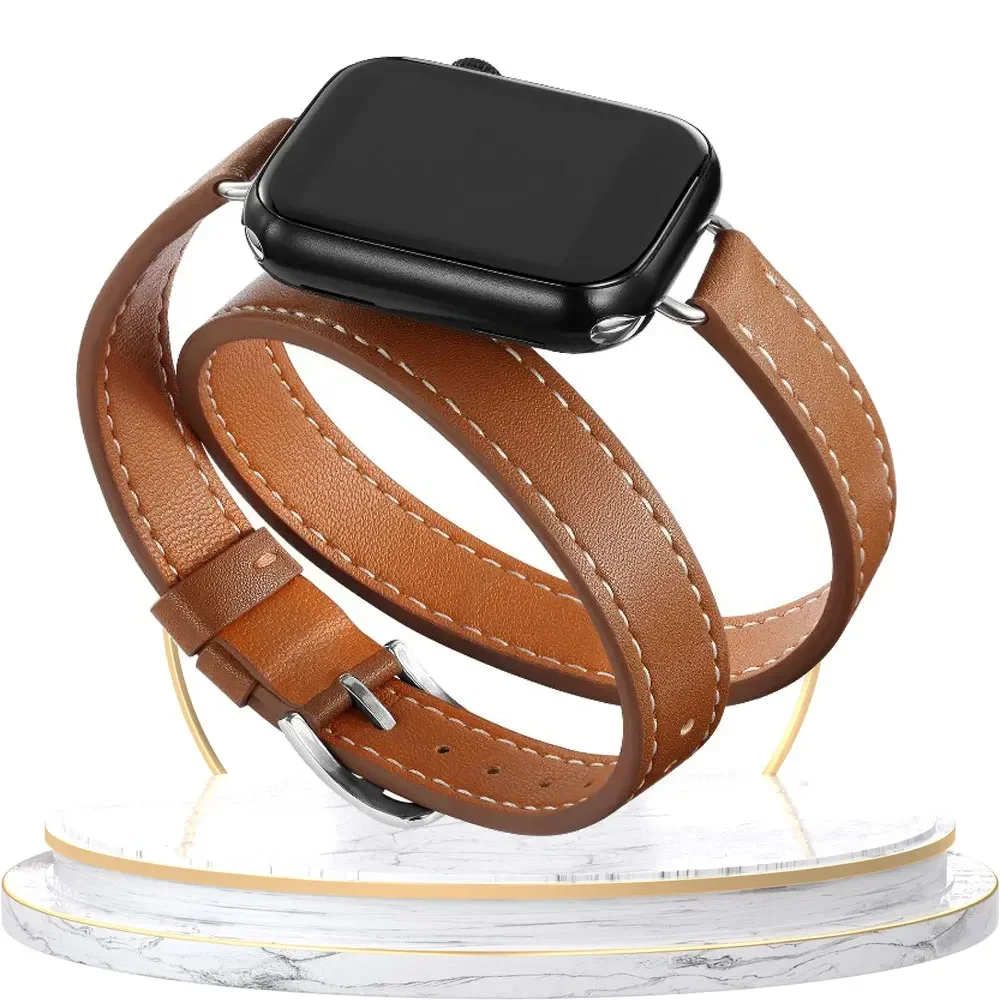 Leather Strap for Apple Watch Band 49mm 41mm 45mm 40mm 44mm Correa for IWatch Series 9 8 7 6 SE 5 4 Ultra 2 Replacement Bracelet image 2