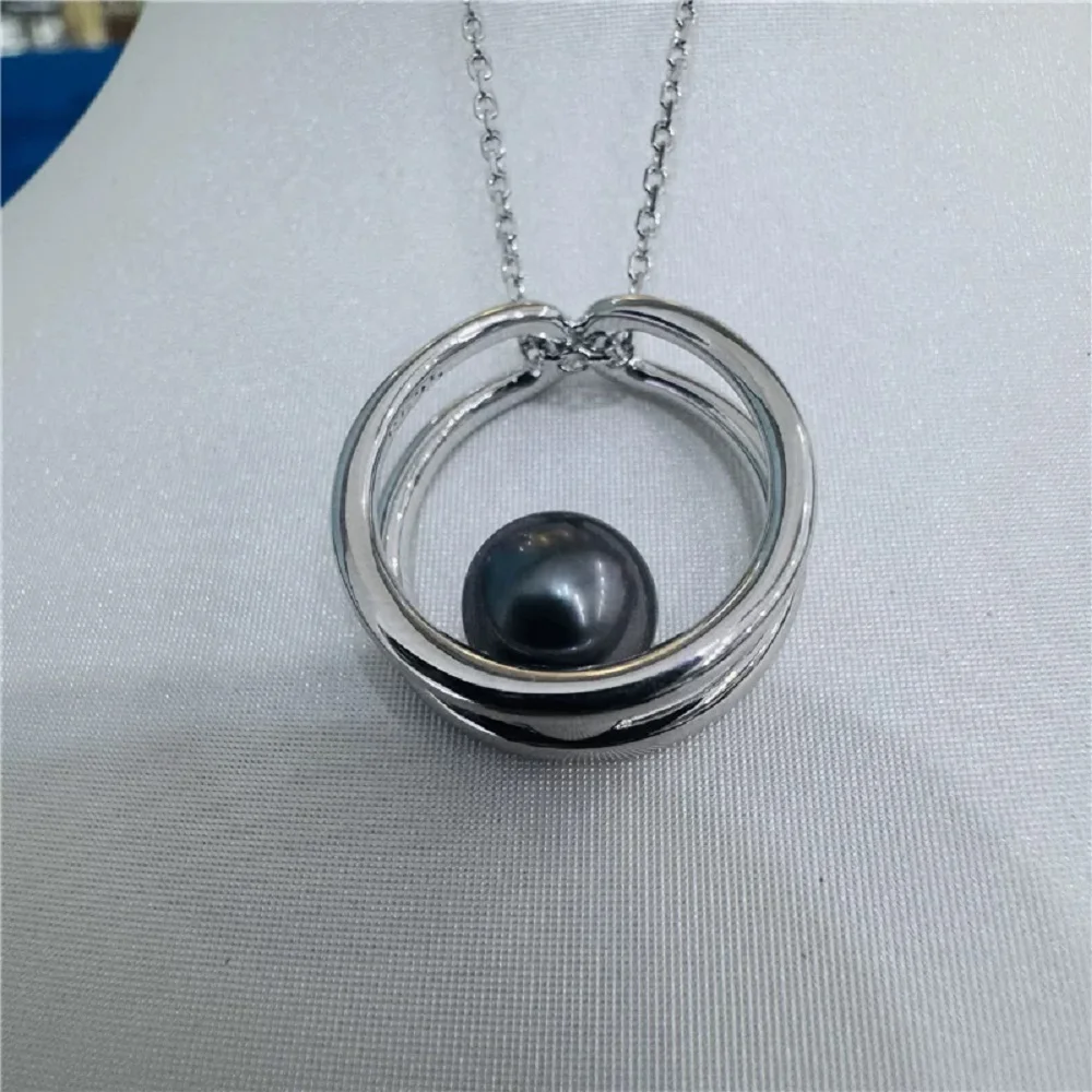 Fashion Pearl Pendant AAAA-10-11mm Natural Round Pearl Pendant 925s/18in