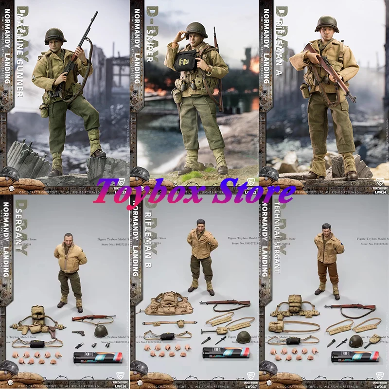 

Crazy Figure 1/12 WWII U.S. Rangers On D-Day Captain Sniper Machine Gunner Rifleman Medic Sergant 6'' Solider Model Gifts