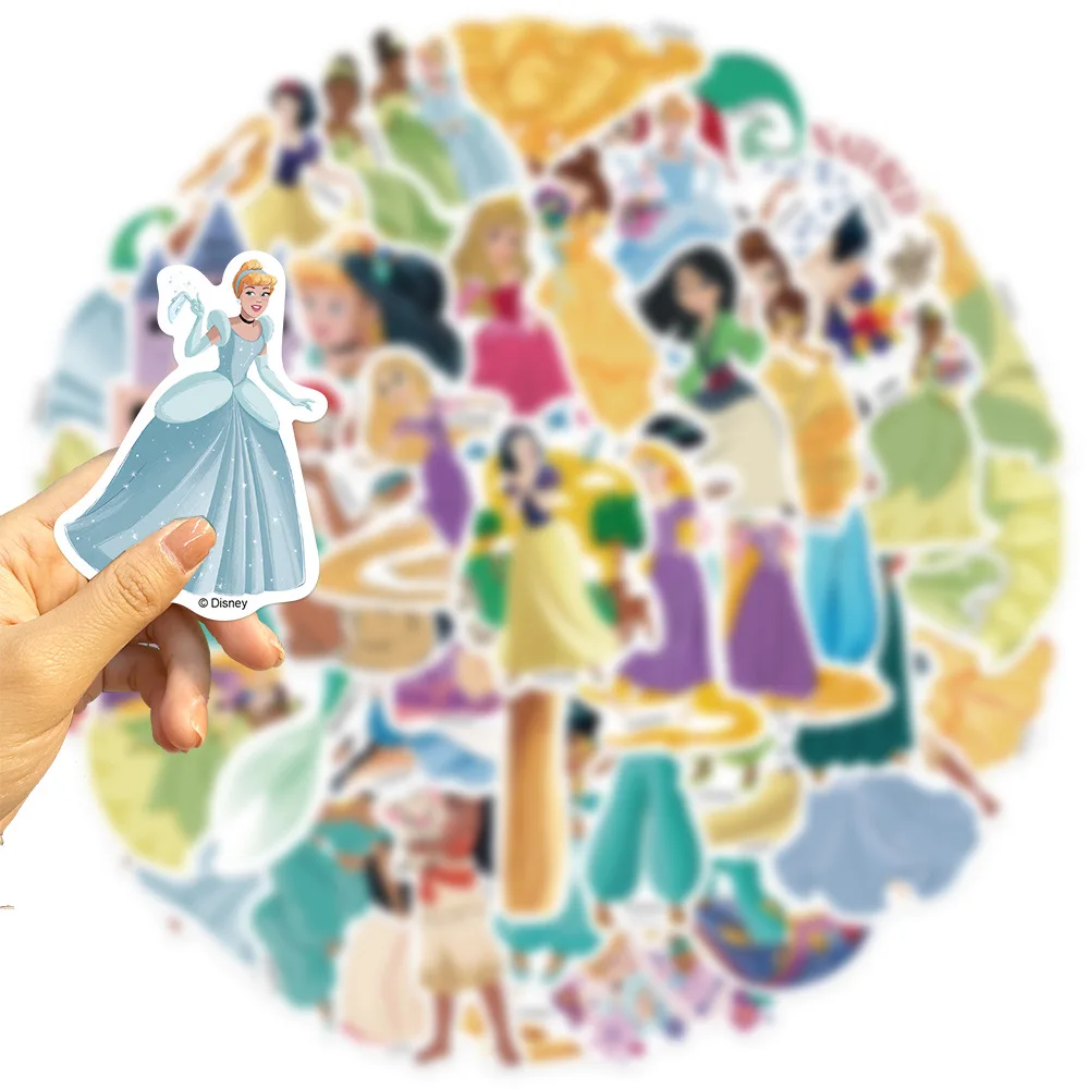 10/30/50/100PCS Cute Disney Princess Stickers Cartoon Decals DIY Laptop Phone Fridge Notebook Bike Car PVC Waterproof Kids Toys