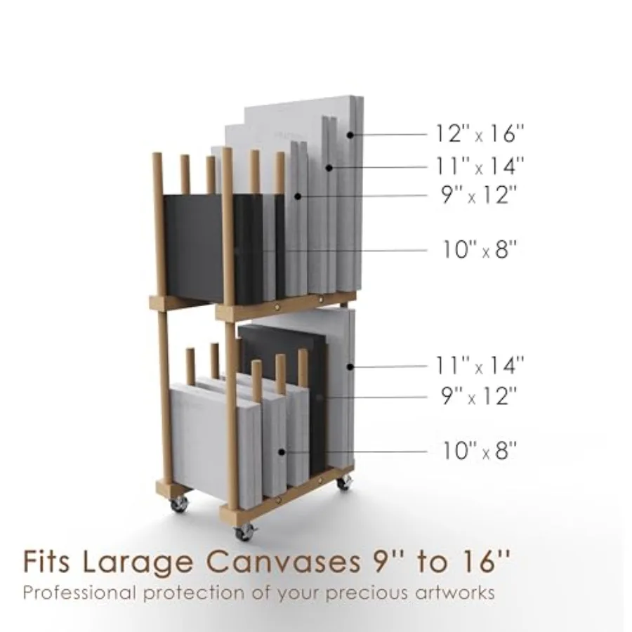 Art Storage Rack, Art Canvas Storage, Art Drying Rack, Canvas Boards Rack Art Storage with Handle and Caster Wheels for Drawing
