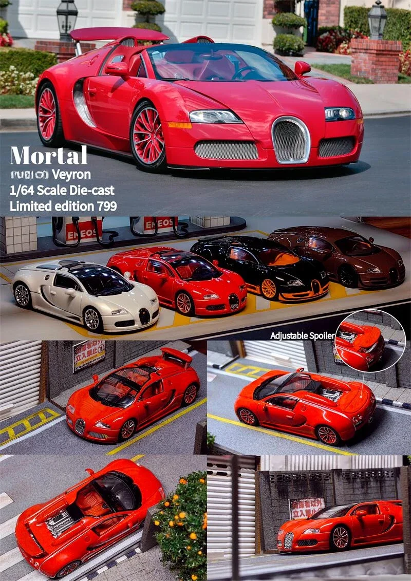 Mortal 1:64 Bugati Veyron White Red Super Sport limited799 Diecast Model Car