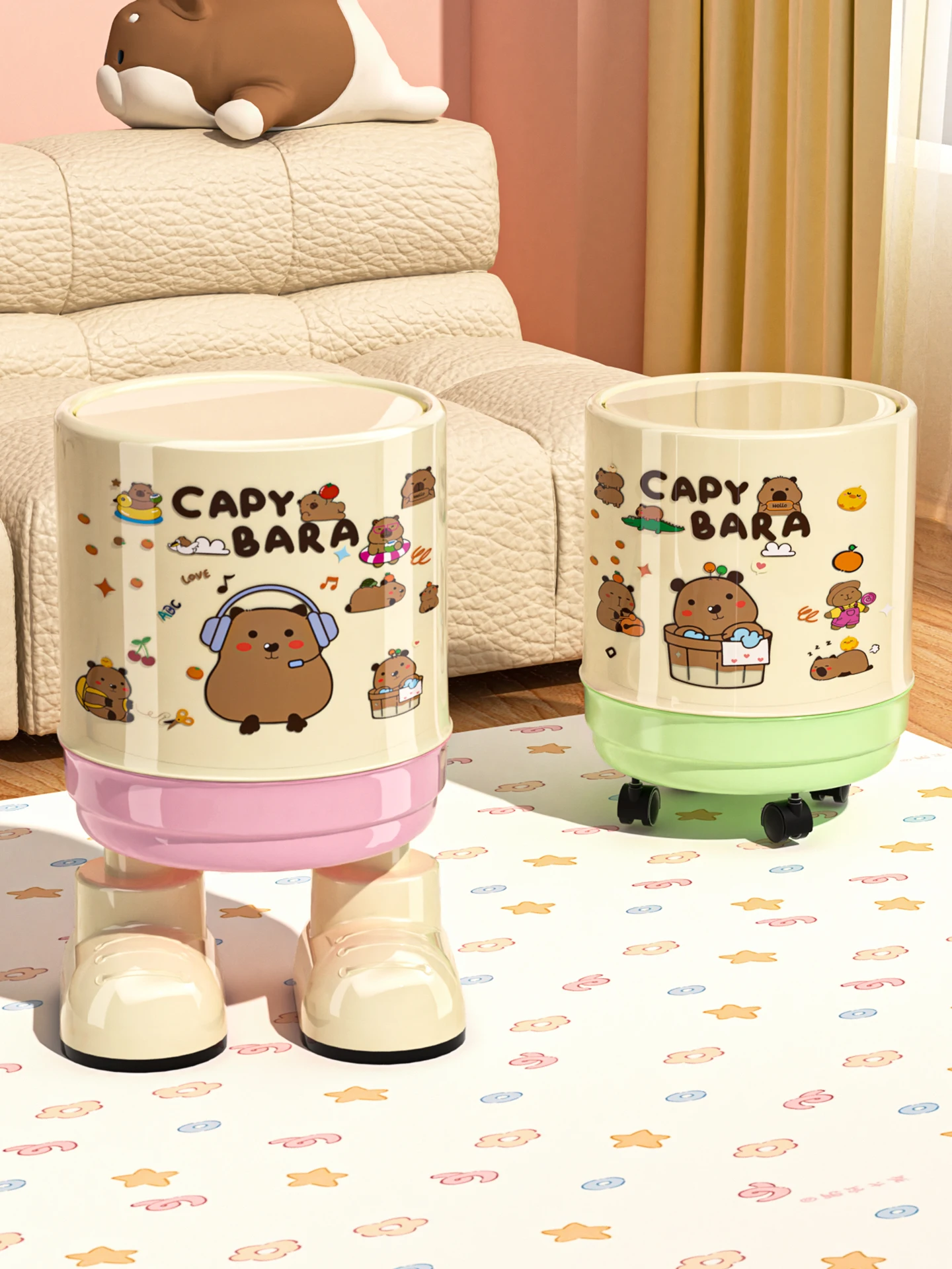 

Большая вместительная мусорная корзина для дома, новая модель 2026 года, для гостиной, роскошная, с крышкой, для спальни, ванной комнаты, высокая эстетическая ценность