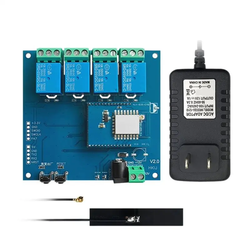 

New Tech SW04-W Mobile Phone Controlled Four-Channel Wifi Relay Module Remote Network Switching 250VAC 10A US Plug