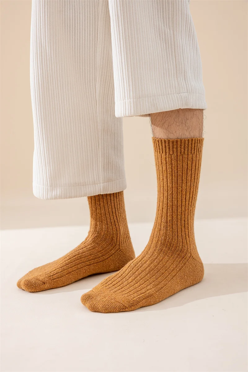 3 paar Winter Dicke Warme männer Wolle Socken Hohe Qualität Harajuku Retro Merino Wolle Casual Socken Große Größe Lange socken – Detail 12