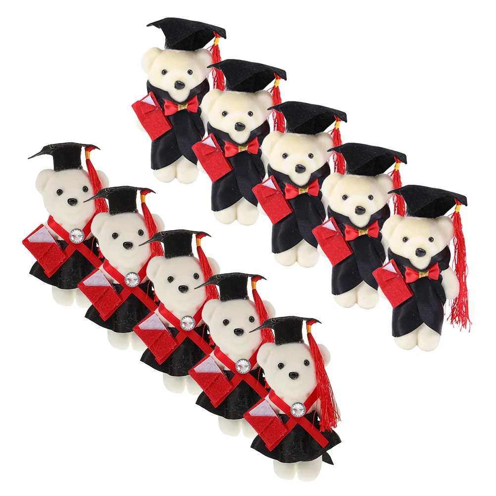 12 قطعة الدب التخرج لتقوم بها بنفسك باقة الزهور المواد دببة غراد صغيرة مع قبعة الإبداعية نمط الدكتوراه زهرة موسم التخرج