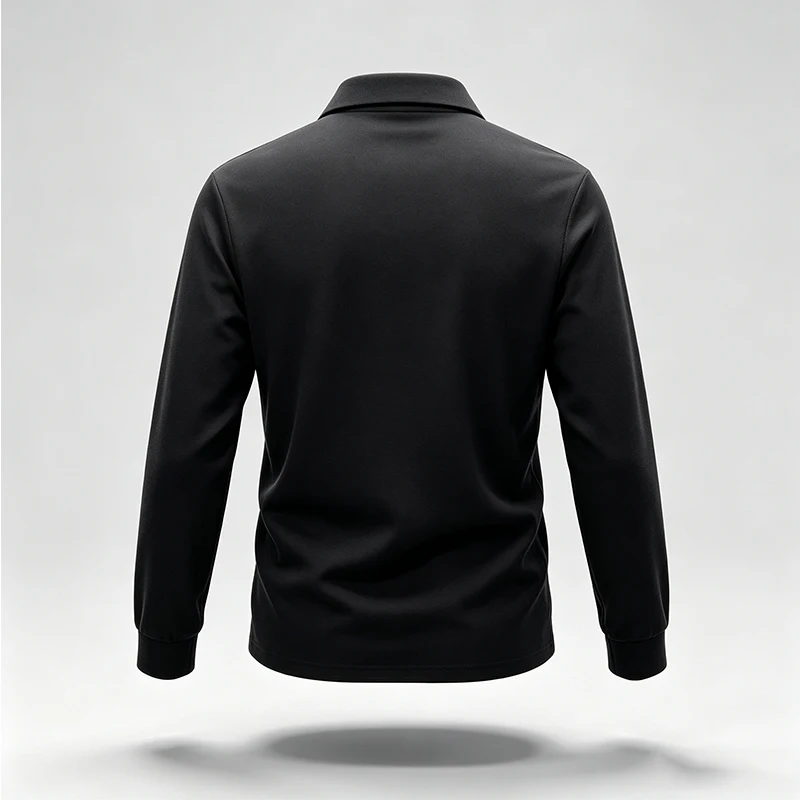 Trendiges Herren-Poloshirt mit Reverskragen, langen Ärmeln, Knopfleiste und Buchstabenmuster, ideal für kurze Ausflüge, gesellschaftliche Anlässe und als modische Streetwear. – Detail 12