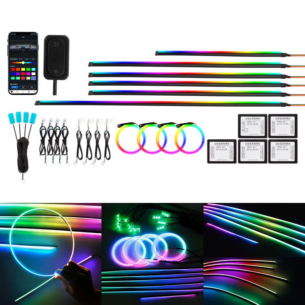 22 في 1 كامل اللون غاسل أضواء السيارة المحيطة RGB 64 لون LED الداخلية المخفية الاكريليك قطاع سيمفوني جو مصباح