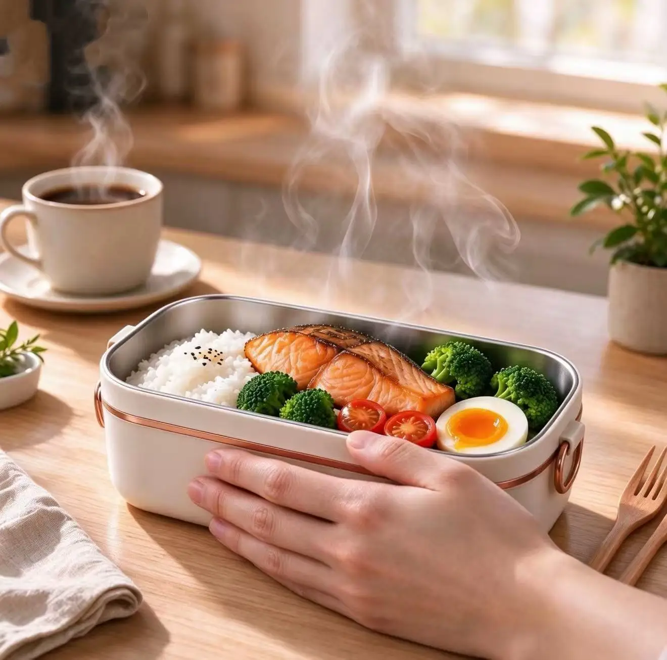 Portable Electric Heated Lunch Box Leak‑Proof Constant Temperature Bento Container for Office Work Travel Picnic Outdoor Camping