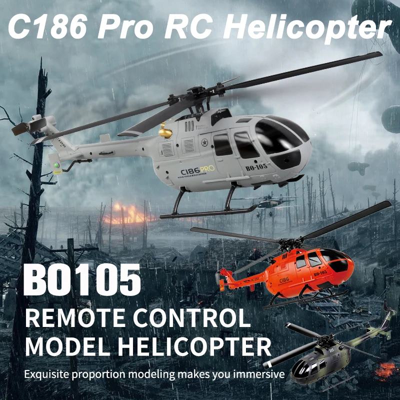 RC ERA C186 Pro 2.4G 4CH مقياس BO105 6-محور الدوران البصرية تدفق التعريب Flybarless التحكم عن بعد هليكوبتر VS Eachine E120