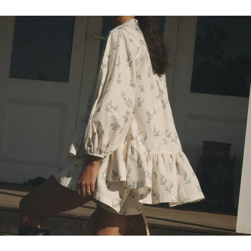 

2026 French Set Bubble Sleeve Printed Shirt Printed Shorts Set