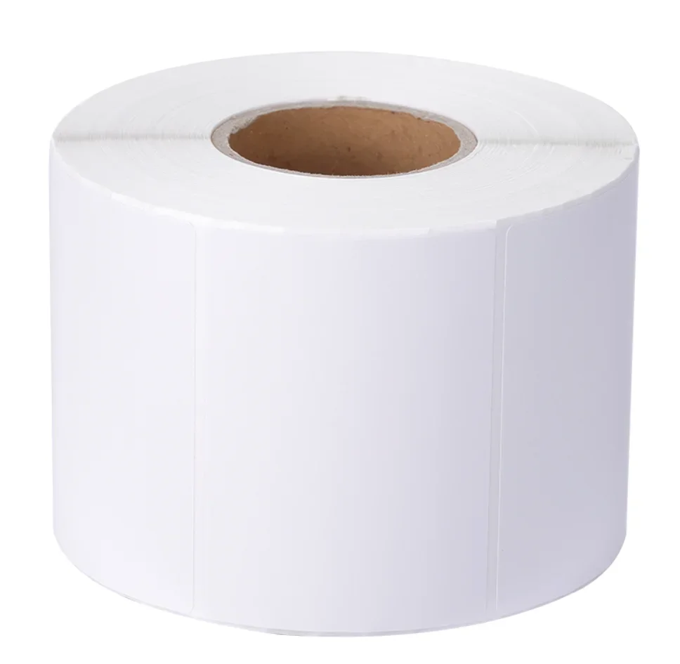 Waterproof Polypropylene 30 40 50 60 70 80 90 100mm Vinyl Thermal Transfer Carbon Printer Label Blank White PP Stickers in Roll