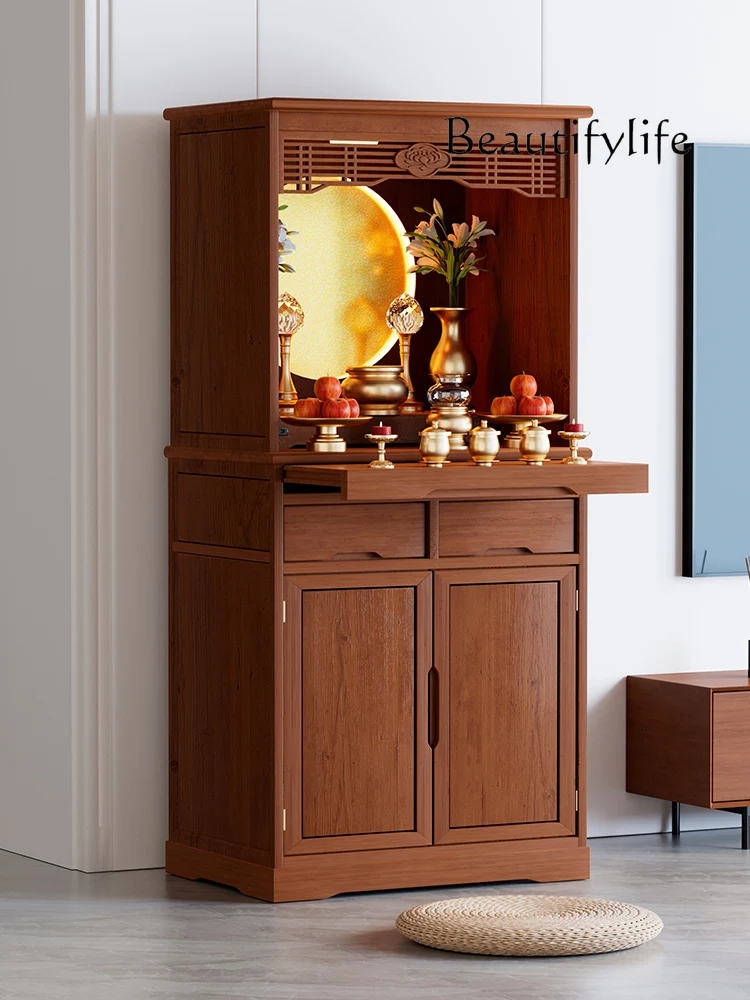 Buddha Niche Chinese Style Altar Cabinet Household Fokan Cabinet Solid Wood Altar God of Wealth Cabinet