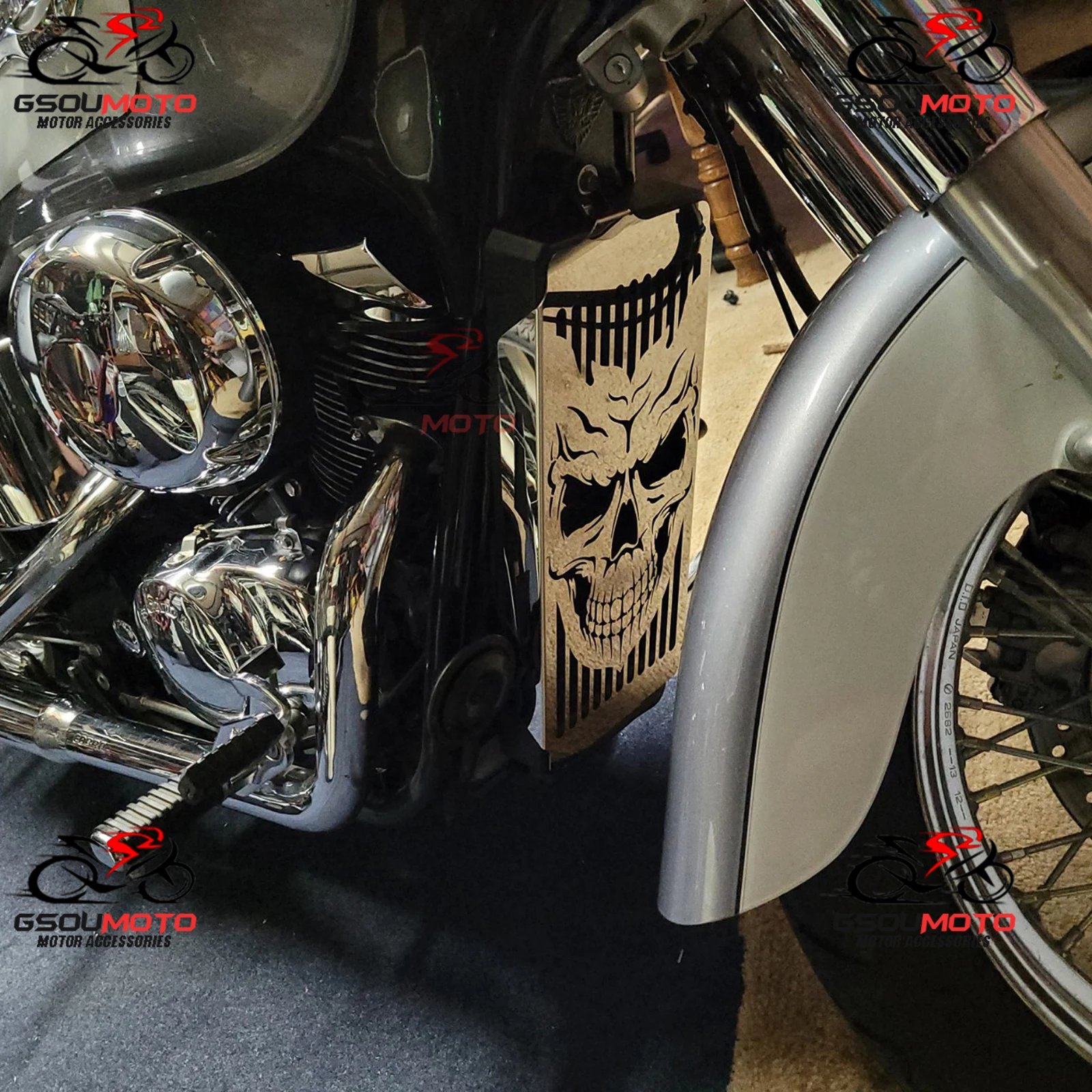 Motorcycle Stainless Steel Skull Radiator Cover Grill Protector For Honda Shadow ACE VT400 VT750 1997-2003 Spirit VT 750 01-2008