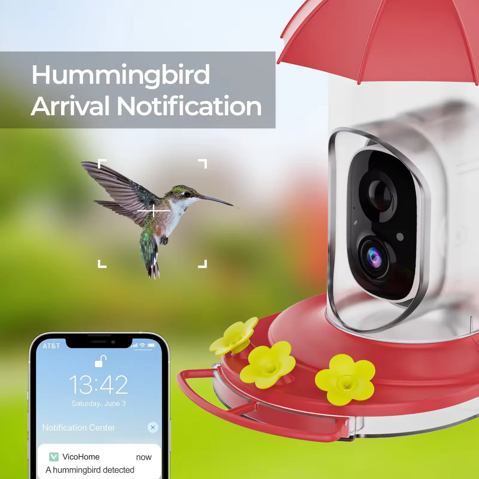 Smart 1080p HD Real Time Bird Camer Feeders Humming AI Smart Outdoor Bird Feeder with Camer