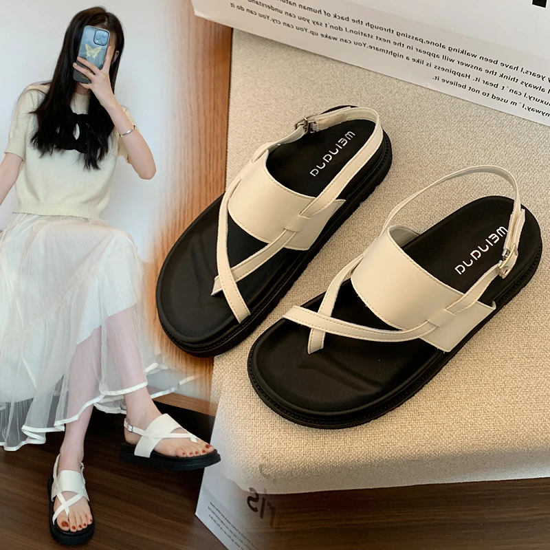 Simple Thick Bottom Clip Feet Open Toe Fashion Soft Sole Lightweight Comfortable Non-slip Wear-resistant Beach Women Sandals