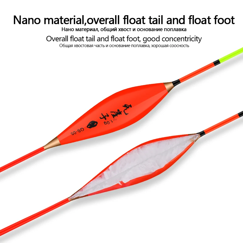 1PC Composite Nano Floats+1 Float Tube Shallow Water Bobber Composite Nano Buoy Vertical Hard Tail Pesca Carp Fishing Tackle