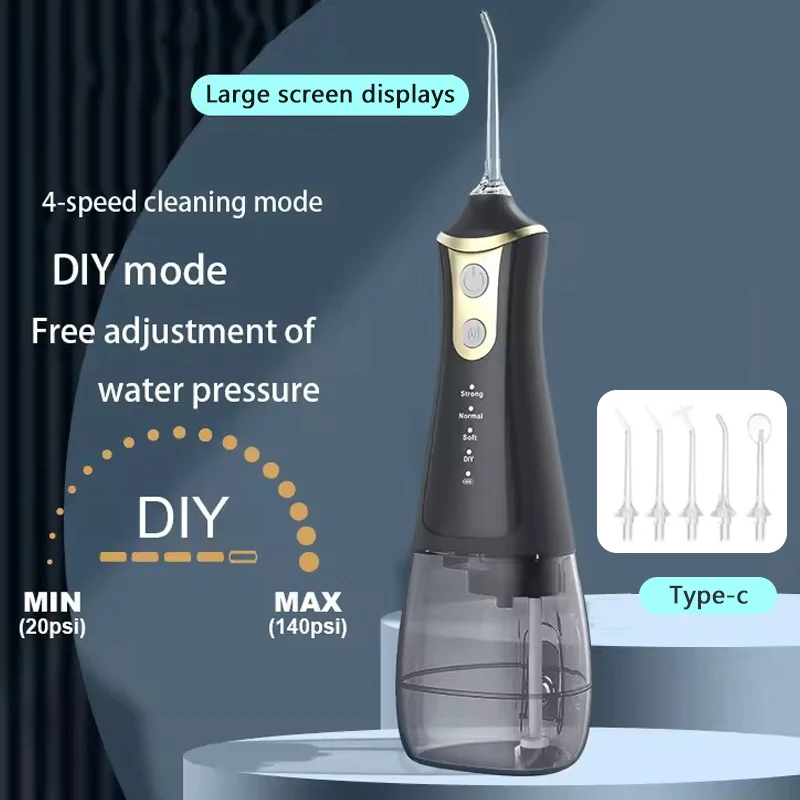 

Electric Oral Irrigator Portable Dental Water Flosser USB Rechargeable Water Jet Floss Tooth Pick Jet Tip Modes Waterproof