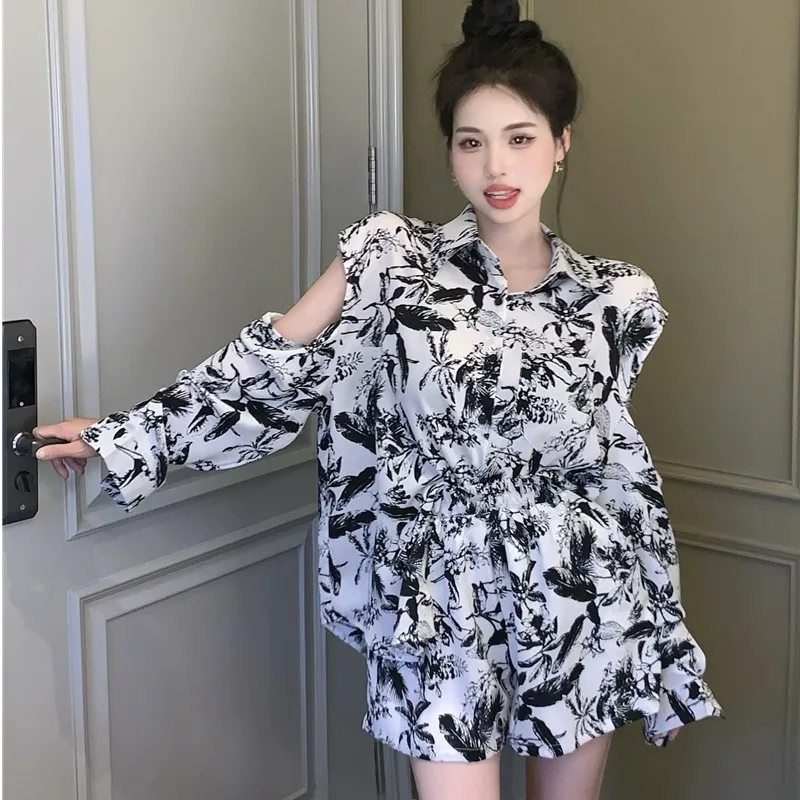 

Женская свободная блузка с длинным рукавом и защитой от солнца, миди-длина, с открытыми плечами, сексуальный принт Pure Desire Ink, повседневный топ