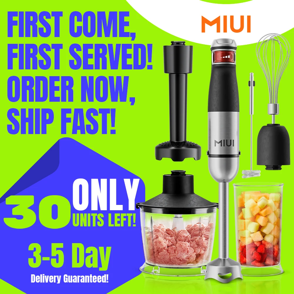 خلاط كهربائي يدوي MIUI ، خلاط يدوي غمر متعدد الأغراض ، شفرات من الفولاذ المقاوم للصدأ ، المنزل والمطبخ ، 6 في 1 ، W W