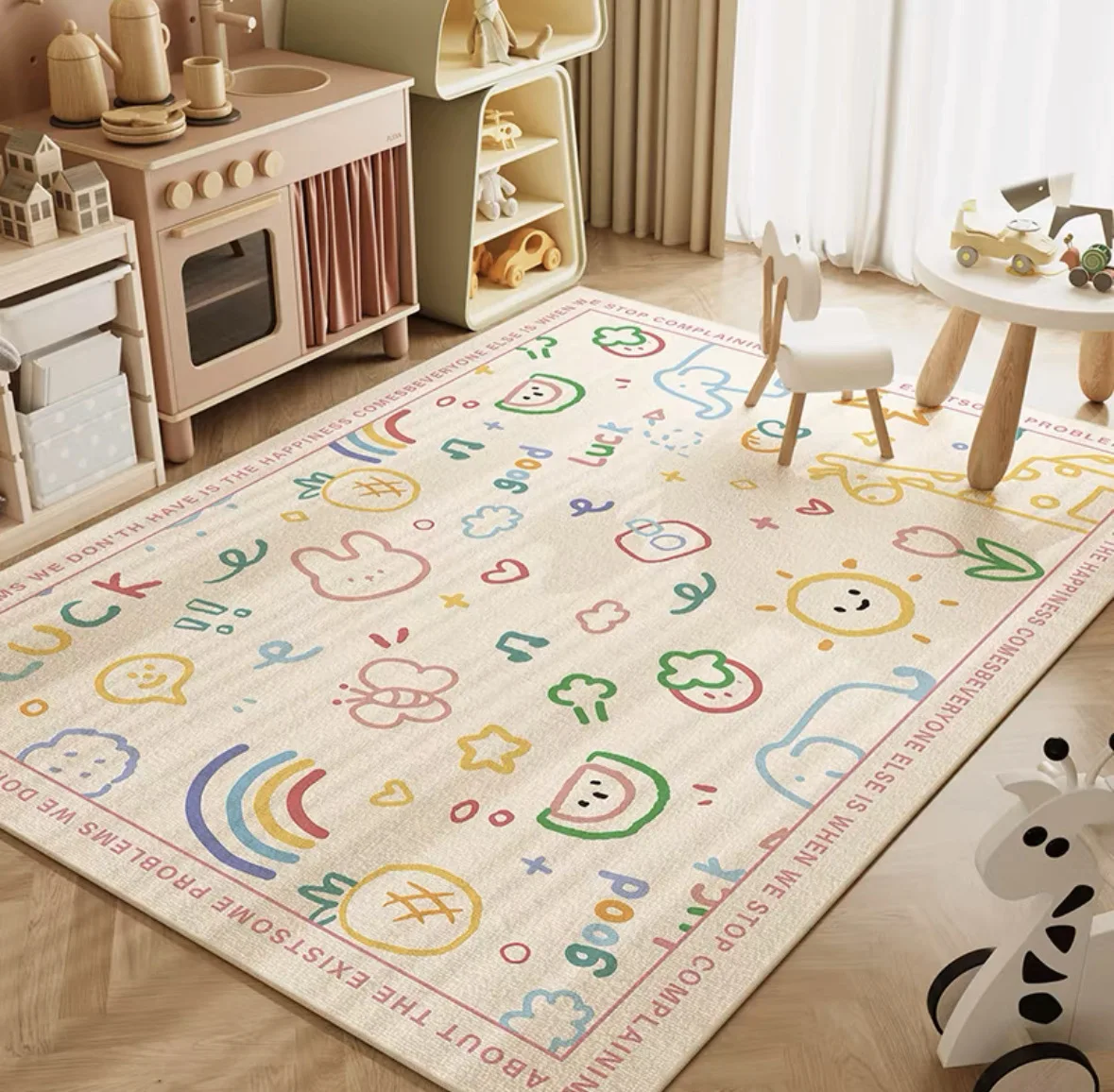 VIKAMA Neutral Cartoon Lion Baby Crawling Mat ABC Educational Soft Anti Slip Washable Kids Floor Rug For Nursery Play Room view 4