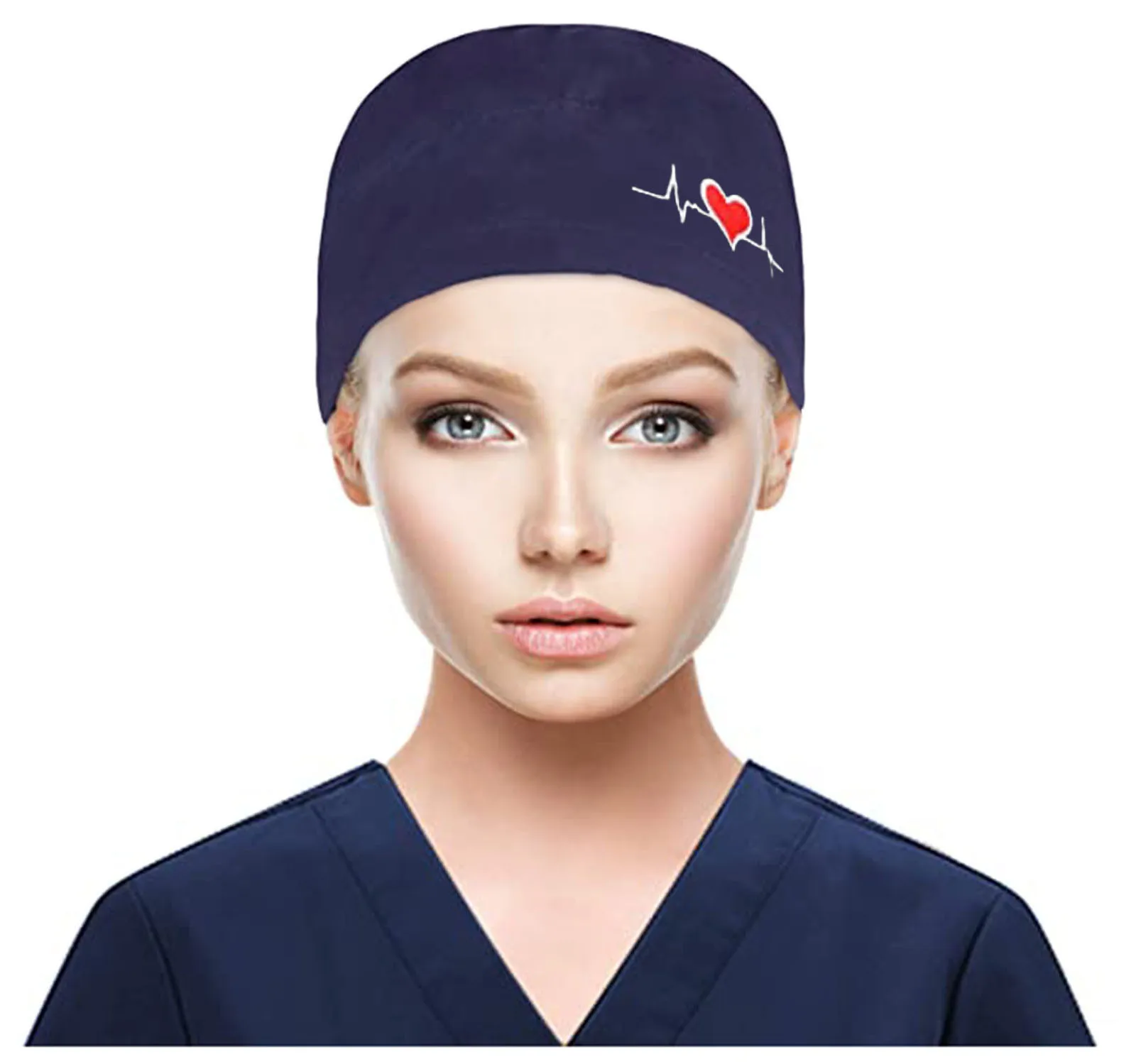 Adjustable Surgical Scrub Caps Working Cap Ponytail Holder Bouffant Nursing Hats With Buttons Long Hair Turban Hats Women & Men