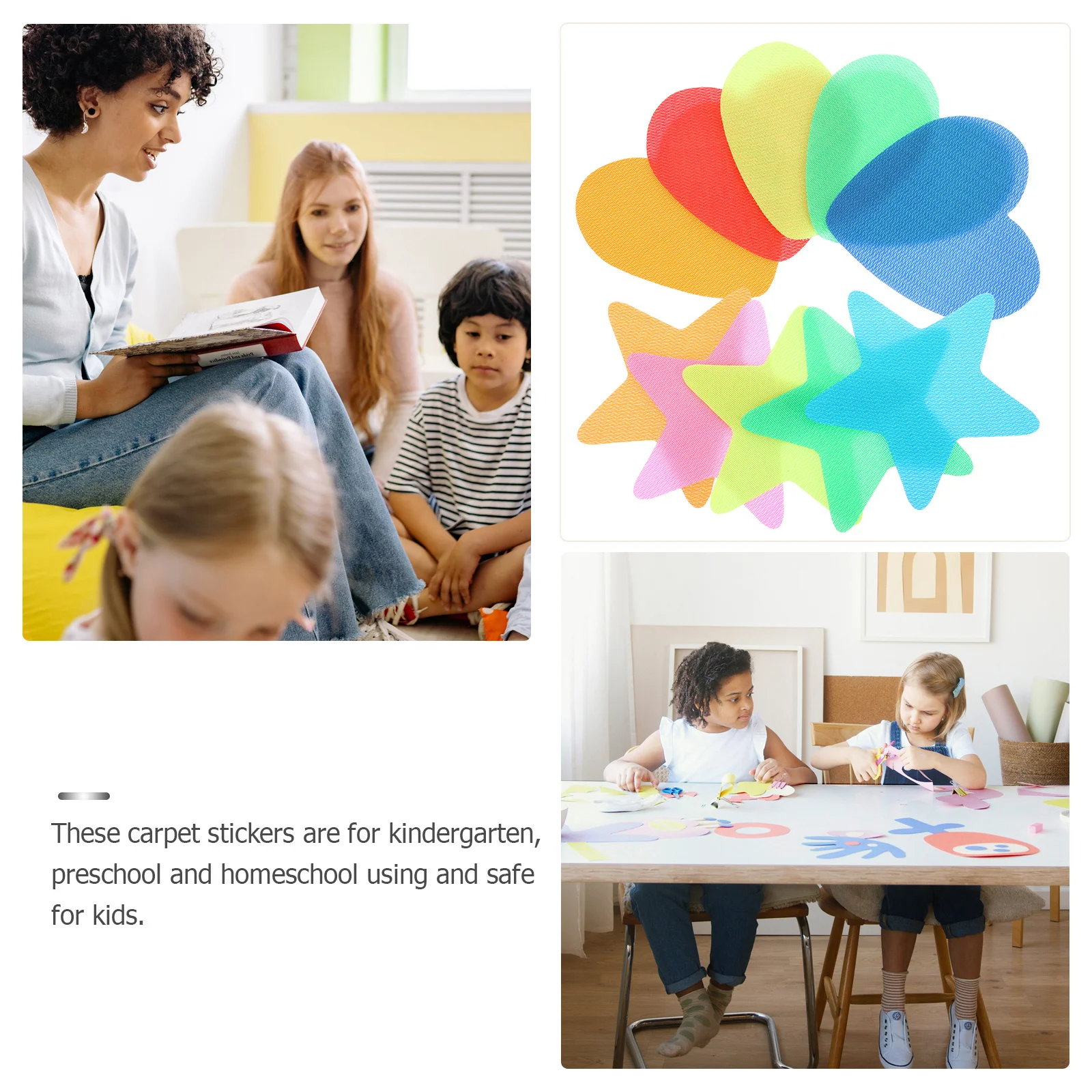 

20Pcs Educational Carpet Tags Hook and Loop Floor Markers for Kids Classroom Organization Colorful Activity Spots Kindergarten