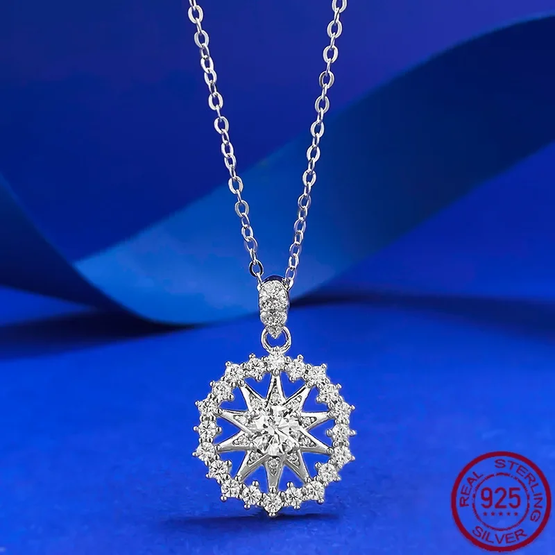 New S925 sterling silver fashionable and personalized snowflake star necklace, versatile for daily use, wedding jewelry