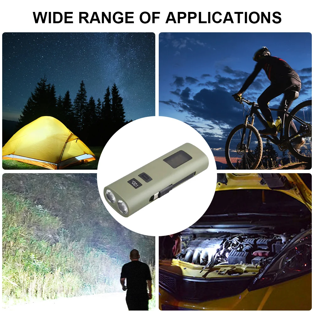 Luce per bici a LED Ricarica USB Torcia super luminosa Display di alimentazione Luce di emergenza a LED per uso in campeggio all'aperto