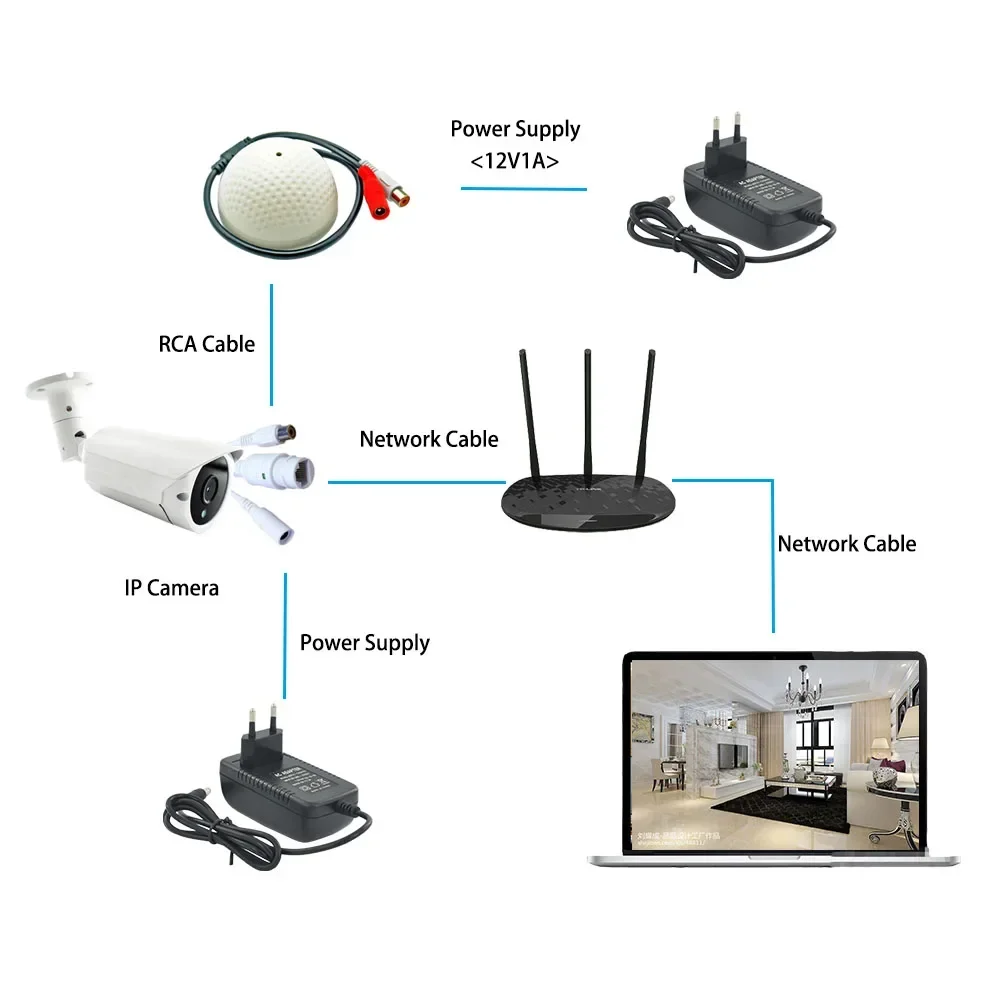 Mini Microphone de permission de Sécurité, Entrée Audio, Caméra CCTV à Large Portée, Prise de Son pour Caméra IP AHD DVR