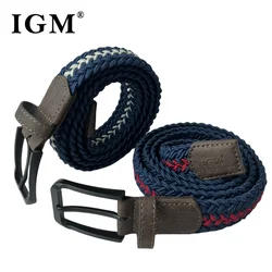 Braided Golf Belt for Men Stretchy Woven Canvas Women Belt No Hole Pin Buckle Elastic and Comfort for Casual Pants and Jeans