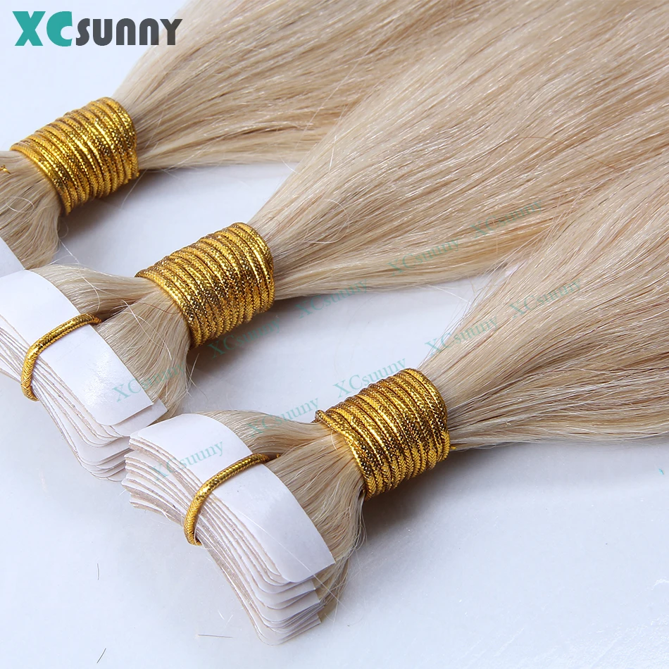 

Лента для наращивания волос, человеческие волосы, прямые 613, блондинка, сменная бесшовная лента для утка кожи, 50 г/упак., 100 г/упак.