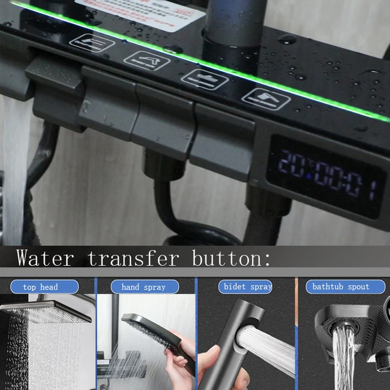 Imagem -03 - Kemaidi-sistema de Chuveiro com Display Digital Torneira do Chuveiro Montagem na Parede Funções Chuveiro de Chuva Misturadores Quentes e Frios Pulverizadores Bidé