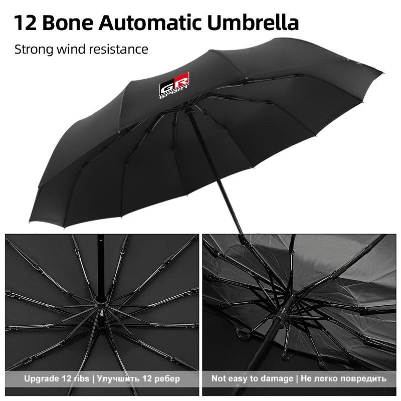 Car 12 Bone Fashion Folding Windproof Rainy UV Sunny Umbrella For Toyota GR Sport Gazoo Racing Yaris 86 Corolla Hilux Supra view 4