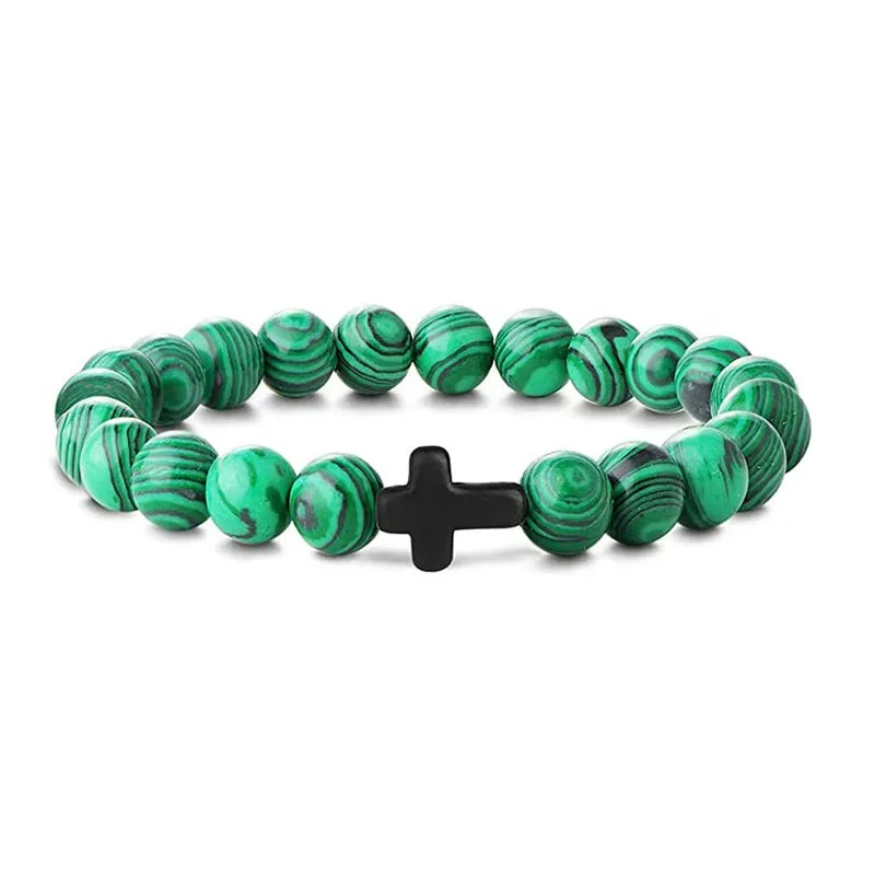 Gebet Männer Naturstein Holz Perlen Rosenkranz Hämatit Kreuz Armbänder Onyx Meditation Armband Frauen Yoga Schmuck Homme Pulsera – Detail 10