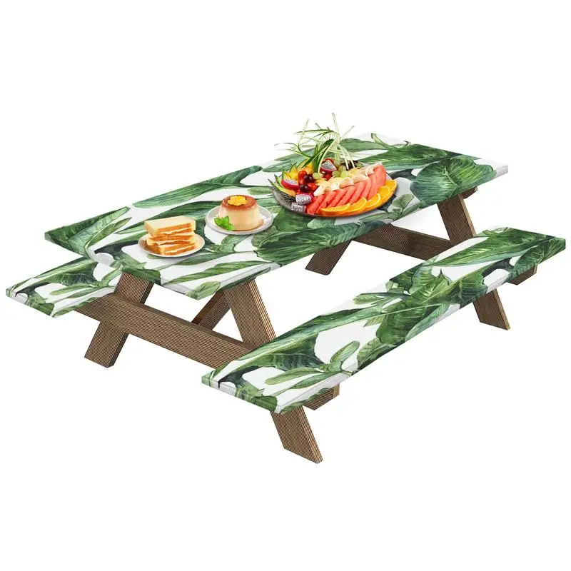 

Camping Tablecloth For Picnic Table Waterproof Green Leaves Pattern Table Cloth Camping Supplies Portable Multifunctional Table