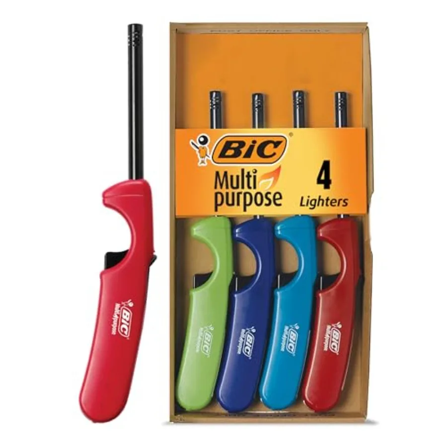 

Multi-purpose Lighters, Long Metal Wand for Grills and Fireplaces, Classic Collection, 4-Pack Colors May Vary