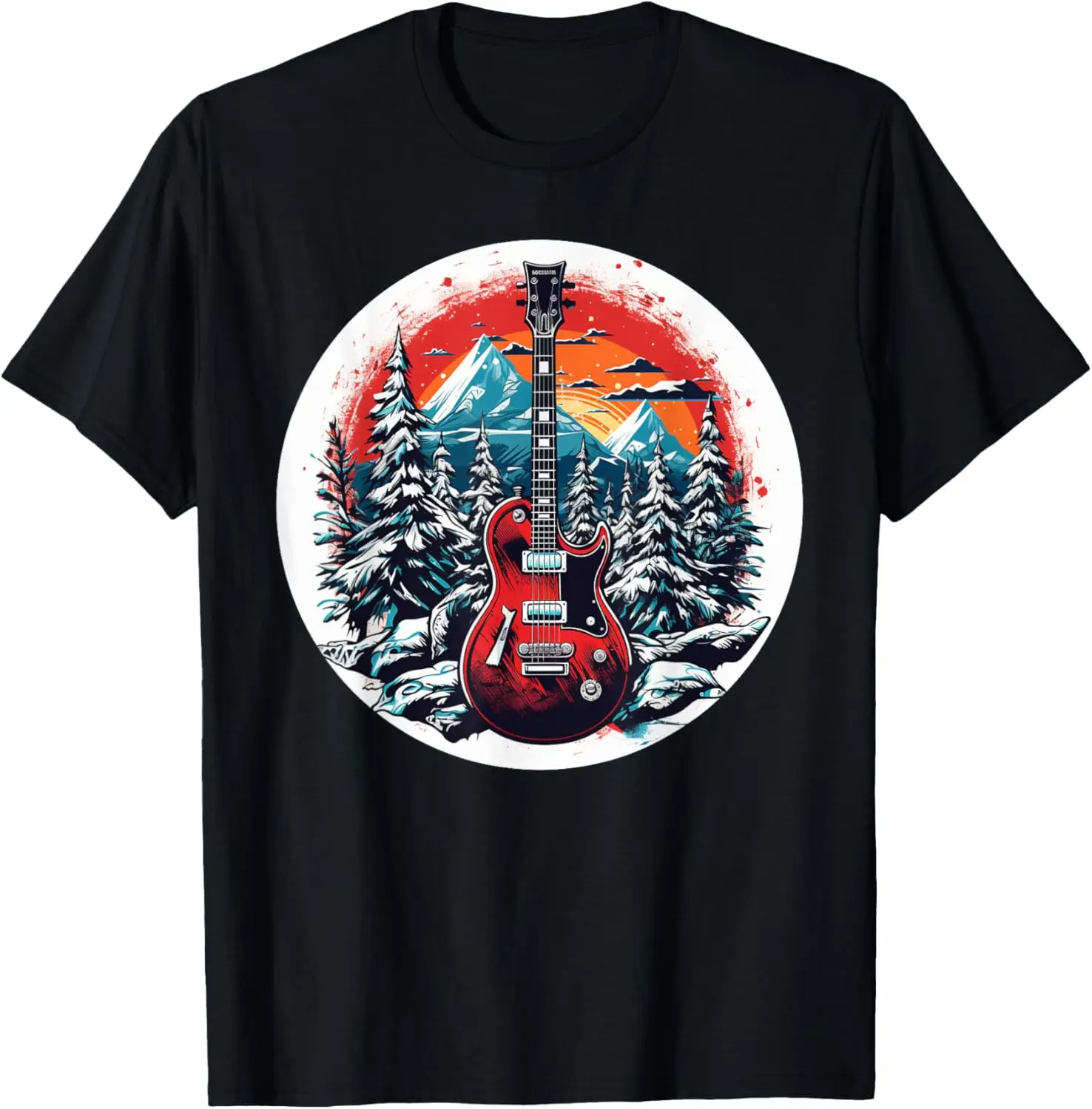 Cool winter scenery with electric guitar for rock'n roll fan T-Shirt