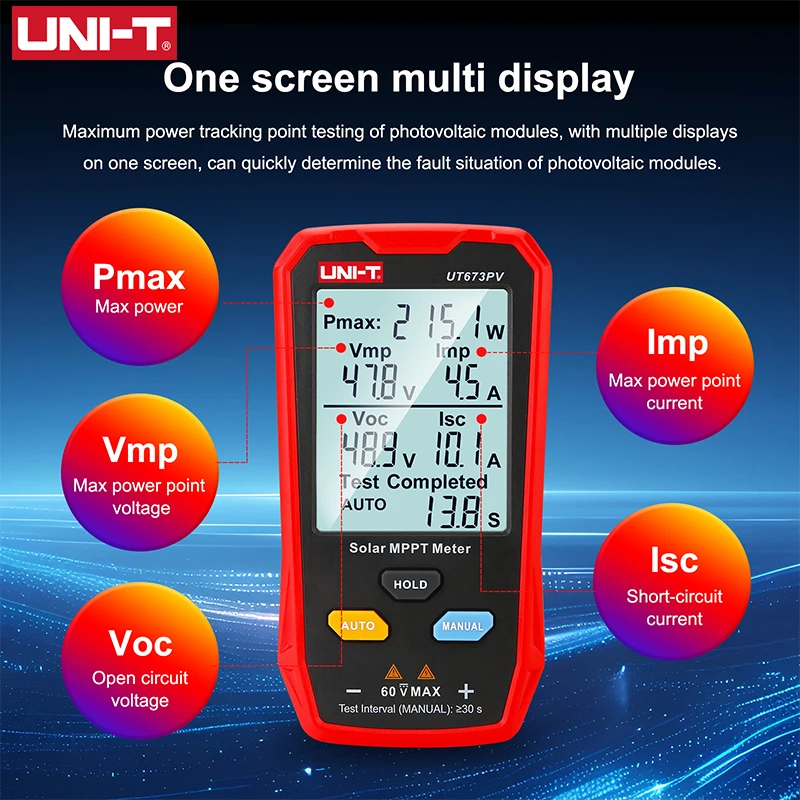 UNI-T UT673long Solaire MPPT Mètre Puissance Maximale Testeur Panneaux Photovoltaïques Tracker Patricia Circuit Ouvert Tension Pmax LAJVoc Lsc Test