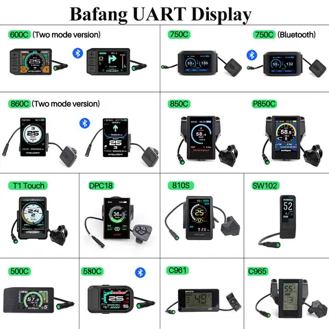 BAFANG UART LTD Color Display BBS01B BBS02B BBSHD Instrument 860C P850C C965 500C 600C DPC18 ports Model 36V 48V 52V E-bike