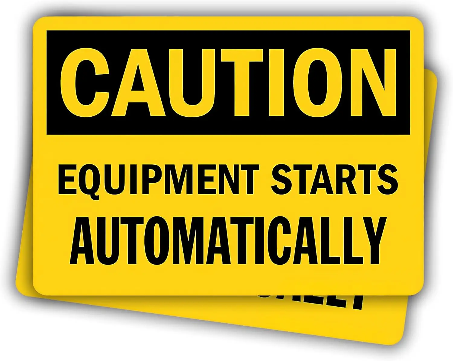 2 Pack Caution This Equipment Starts Automatically Sign PVC Vinyl Sticker For Equipment Panels And Access Doors Decal