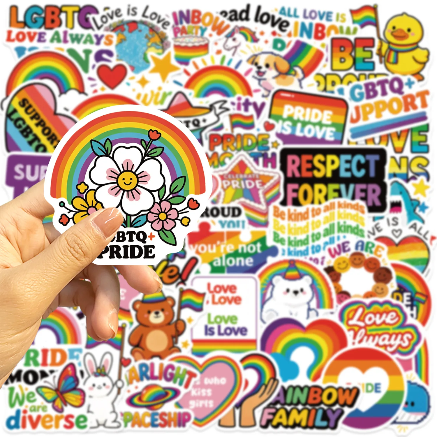50 autocollants graffiti étanches pour la décoration de bagages, téléphones, guitares, albums de scrapbooking – Cadeaux classiques pour enfants et fêtes – Édition Spéciale Mois de la Fierté