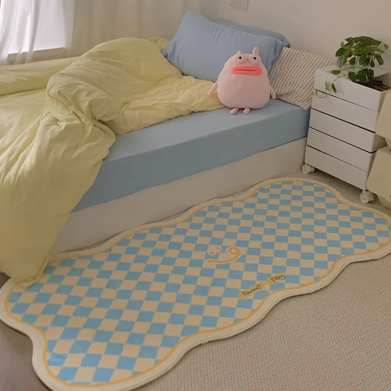 VIKAMA شكل غير منتظم حديث كريمي اللون متقلب السجاد سجادة غرفة النوم السرير البساط خليج نافذة وسادة ديكور المنزل