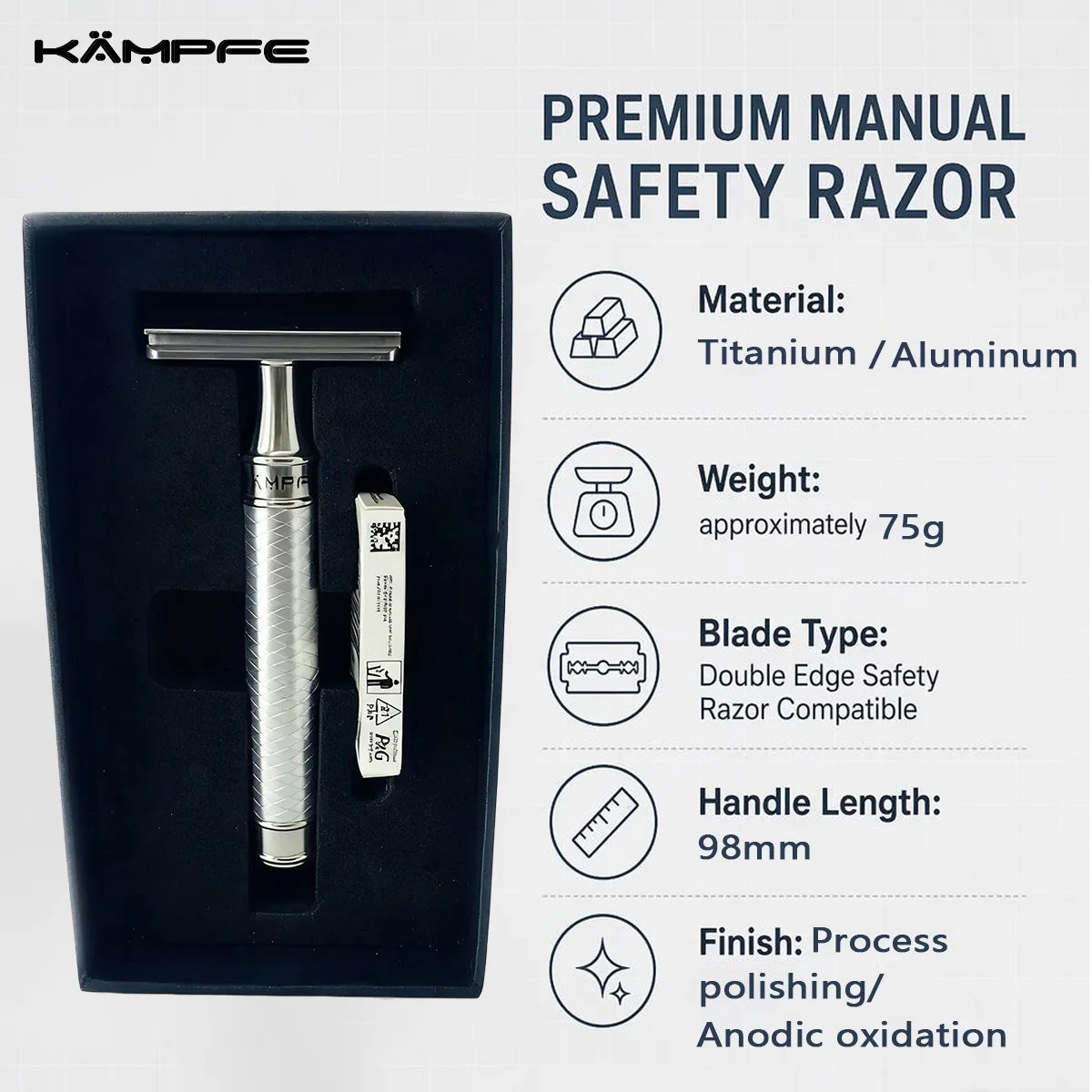 Titanium Alloy Head Safety Razor Double‑Edge Manual Beard Shaver Lightweight Aluminum Handle  Wet  Shaver Razor for Men