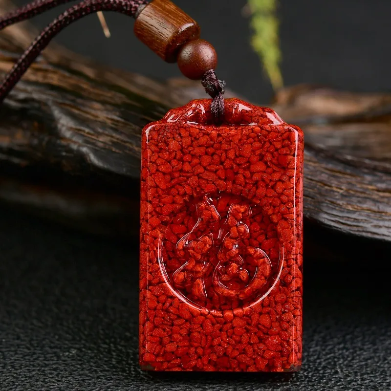 Luxury Red Crystalline Cinnabar Gossip Pendant Natural Genuine Gemstone Women's Jewelry Accessories Energy Gift Best Seller