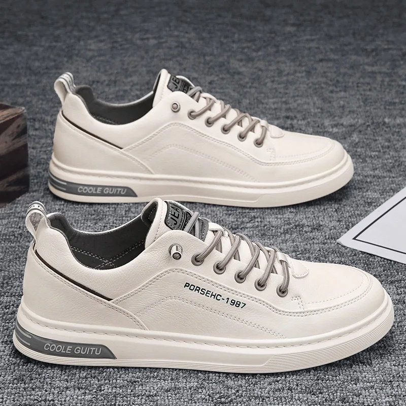New Fashion Men's Sneakers Men's Leather Board Shoes Non Slip Casual Shoes for Man Comfortable Slip on Flats Zapatillas Hombre